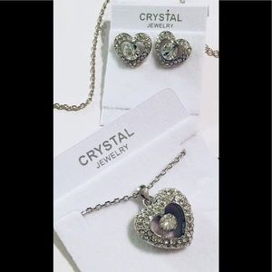 New silver tone set clear crystals hight quality